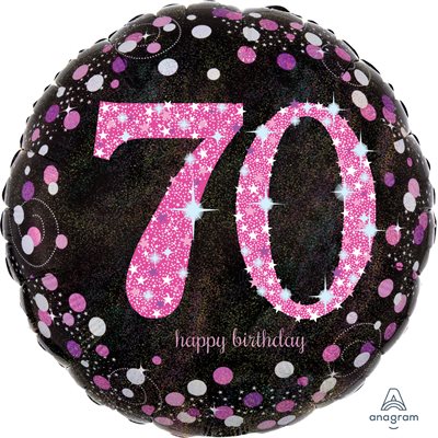 70th Pink Sparkling Celebration std foil balloon