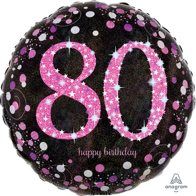 80th Pink Sparkling Celebration std foil balloon