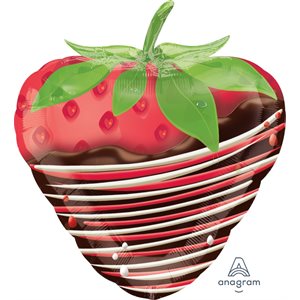 Ballon métallique junior fraise trempé dans du chocolat