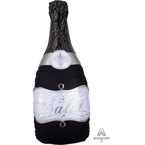 Black champagne bottle Salut supershape foil balloon
