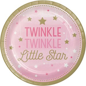 Twinkle Little Star pink plates 8.75in 8pcs