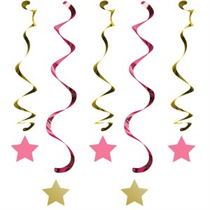 One Little Star pink hanging cutout decorations 5pcs