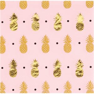 Gold Pineapple beverage napkins 16pcs