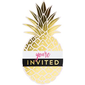 Gold Pineapple invitations 8pcs