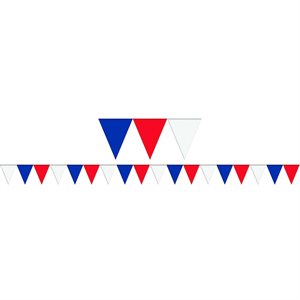 Blue, red & white pennant banner 120ft