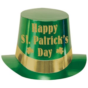Chapeau haut-de-forme vert "Happy St. Patrick's Day"