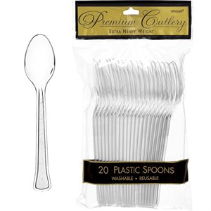 Clear premium plastic spoons 20pcs