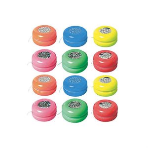 Assorted coloured yo-yo's 1.5in 12pcs