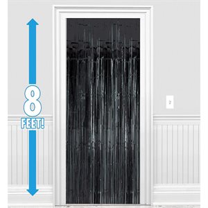 Black metallic fringe curtain 8x3ft