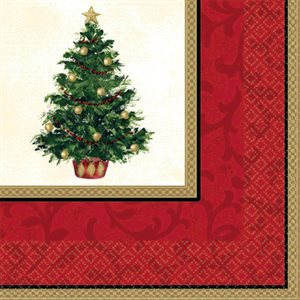 16 serviettes à breuvage sapin de Noël classique