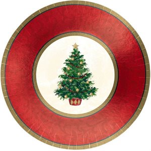 Classic Christmas Tree metallic plates 12in 8pcs