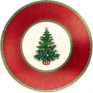 Classic Christmas Tree metallic plates 7in 8pcs