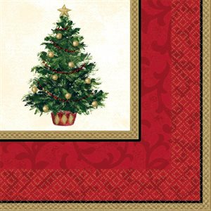 16 serviettes à repas 15x15po sapin de Noël classique