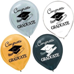 Congrats grad latex balloons 12in 15pcs