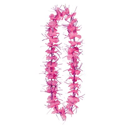 Pink Hawaiian flower & metallic fringe necklace