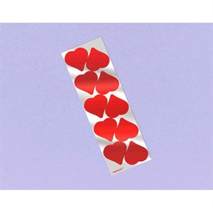 6 bandes d’autocollants coeurs rouges métalliques