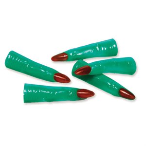 Green plastic witch fingers with red nail polish 10pcs