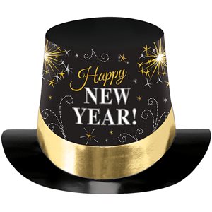 Happy New Year black paper top hat