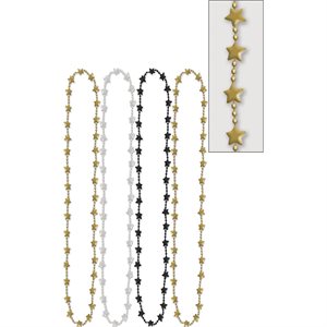 Black, gold & silver star bead necklaces 4pcs
