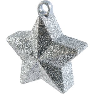 Glitter silver star shaped balloon weight