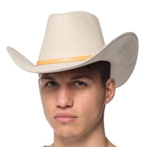 Beige faux suede western hat