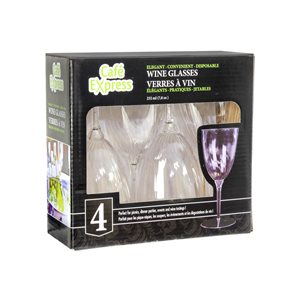 Elegant clear plastic wine glasses 7.8oz 4pcs