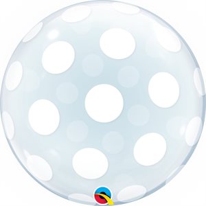 White big polka dots on clear bubble balloon