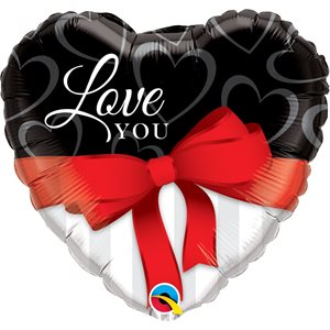 Love you with red ribbon std foil balloon