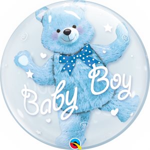 Ballon bulle double ourson bleu Baby boy