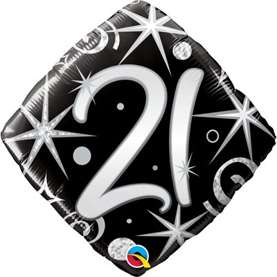 21st elegant b-day std lozenge foil balloon