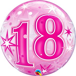 Pink 18th birthday clear bubble balloon