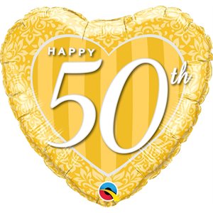 Ballon métallique std coeur doré damssé happy 50th