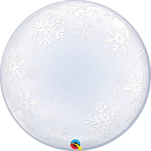 Ballon bulle clair avec flocons de neige blanc
