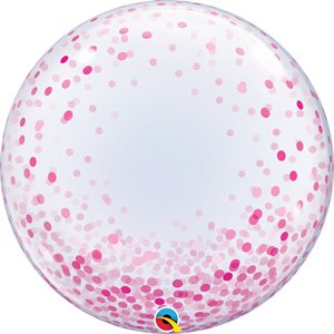 Pink confetti on clear bubble balloon