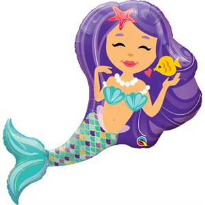 Purple & teal mermaid supershape foil balloon
