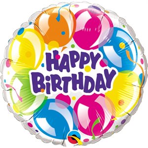 Ballon métallique std happy birthday avec ballons multicolores