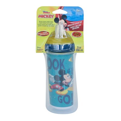 Tasse à bec dur isotherme 9oz avec paille 18+ mois Mickey Mouse