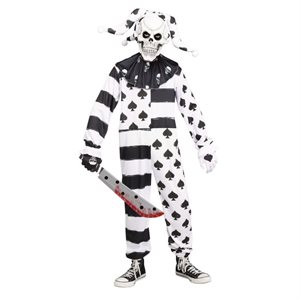 Boy demonic jester skeleton clown costume Large (12-14)