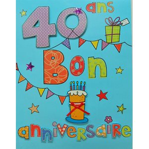 Giant greeting card "40 ans bon anniversaire"