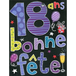 Giant greeting card "18 ans bonne fête"