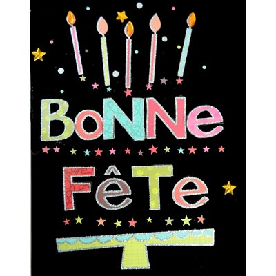 Giant greeting card black cake "bonne fête"