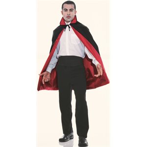 Adult reversible black & red cape 45in