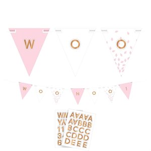 Rose gold & white customizable paper 24 pennant banner