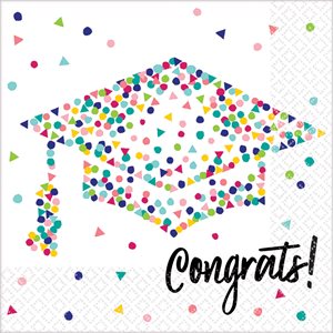 Graduation congrats colourful confetti lunch napkins 36pcs