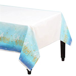 Oh Baby blue plastic table cover 54x102in