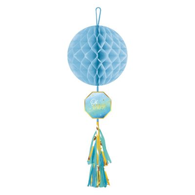 Oh Baby blue honeycomb decoration with tassel