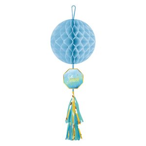 Oh Baby blue honeycomb decoration with tassel