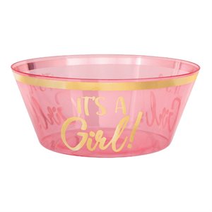 It's A Girl pink & gold plastic bowl 3.5L