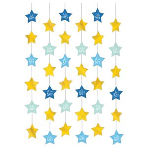 It's A Boy blue & gold star garland decorations 6pcs