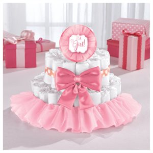 It's A Girl pink deluxe diaper cake kit